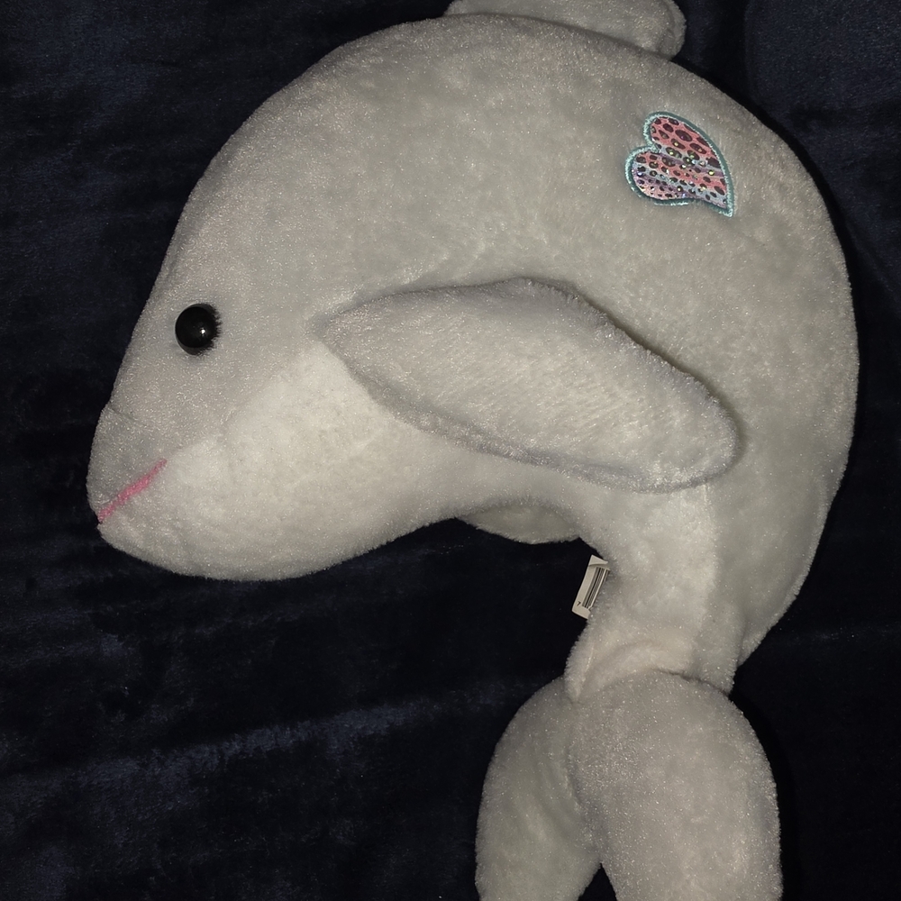 Plush Dolphin Pet Toy - White